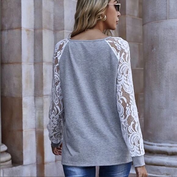 Boho Lace Long Sleeve Casual Top - Picture 4 of 8